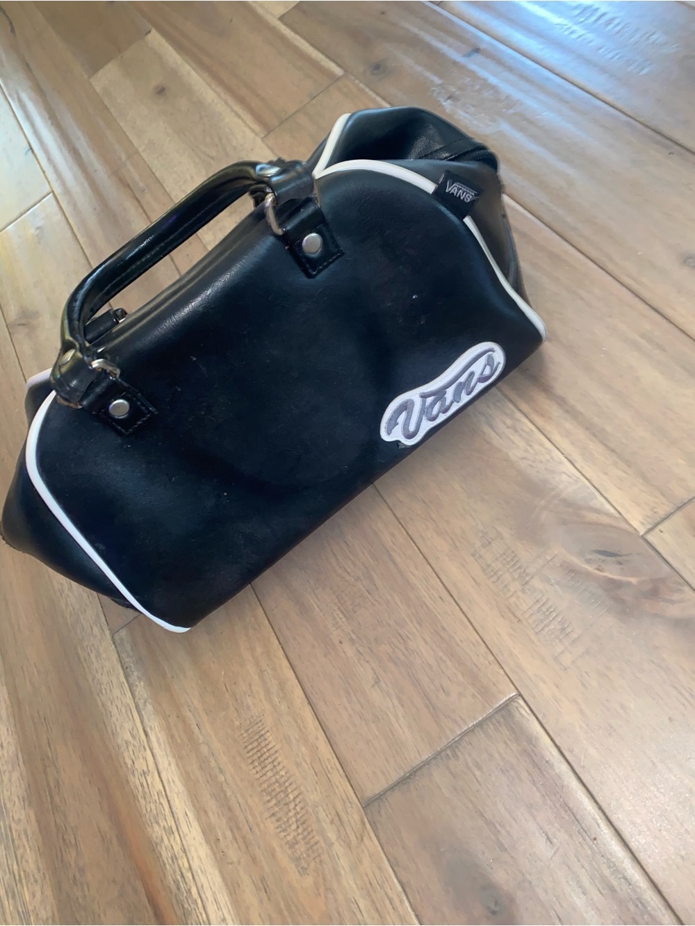 Vans Black Barrel Purse with White Piping